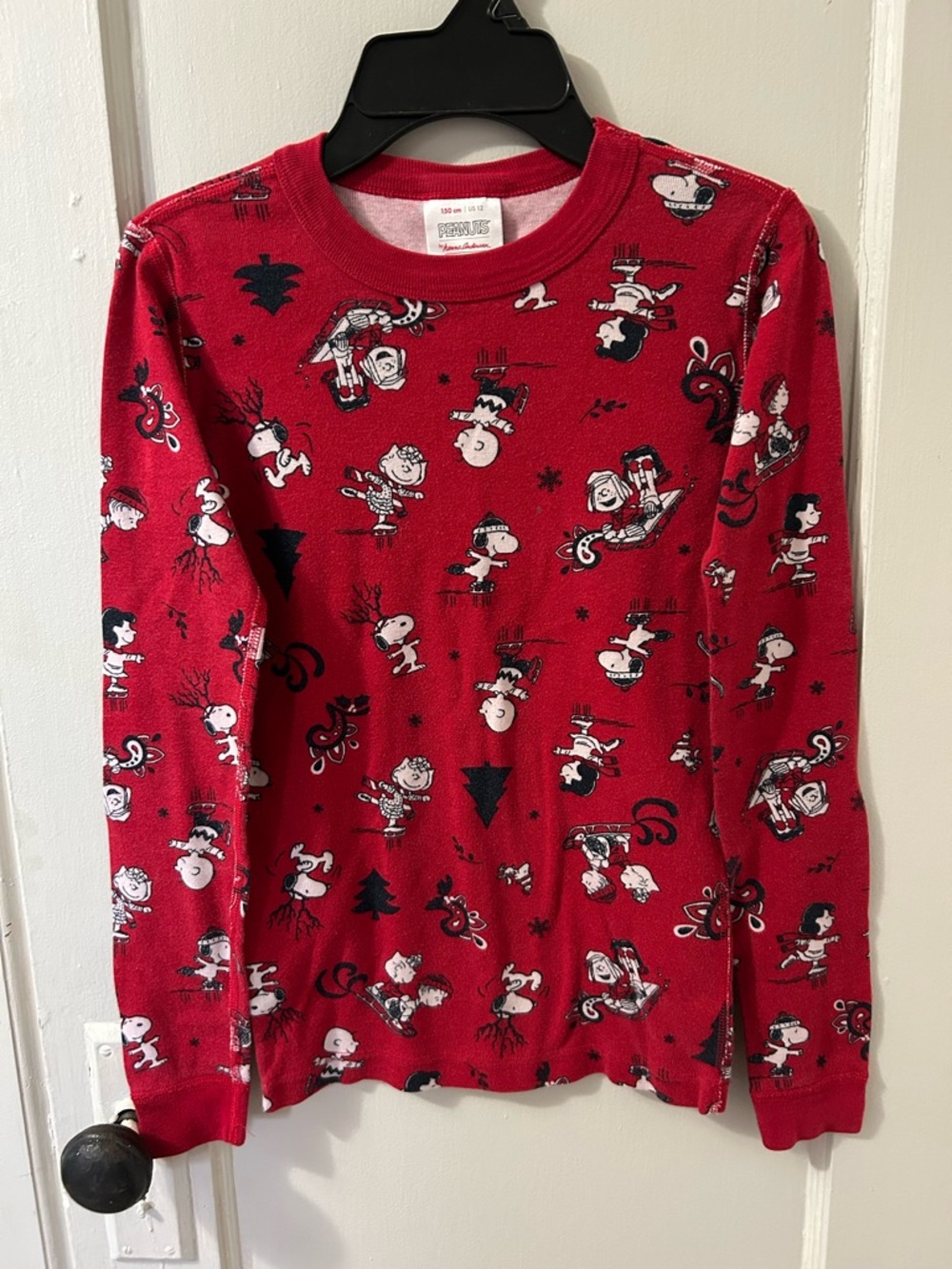 Peanuts Red Long-Sleeve Tee with Black & White Character Print - Peanuts